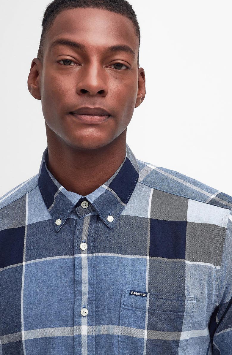 Barbour Doughill Plaid Short Sleeve Linen & Cotton Button-Down Shirt, Alternate, color, Berwick Blue