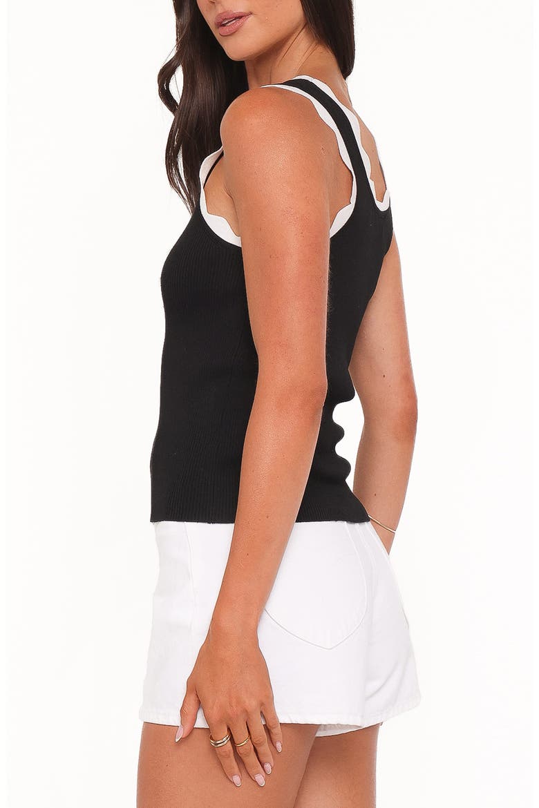 Johnson Scalloped Trim Tank, Alternate, color, BLACK WHITE