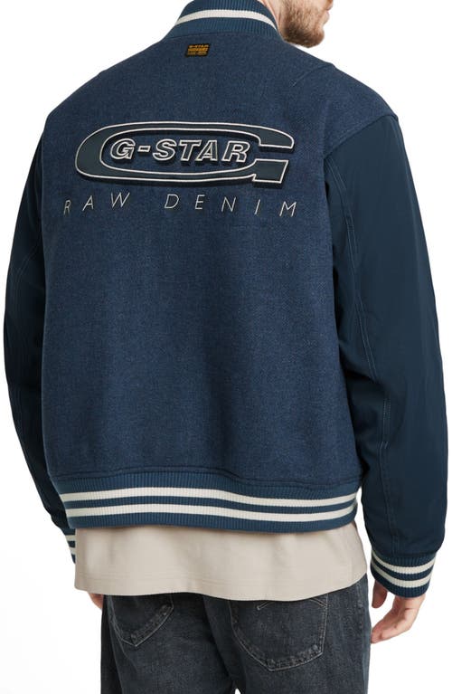 G-star Varsity Recycled Wool Blend Jacket In Rank Blue
