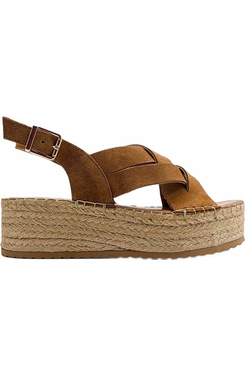 Forever & Always Shoes Lontano Suede Leather Platform Sandal, Alternate, color, Cognac Brown Suede Leather