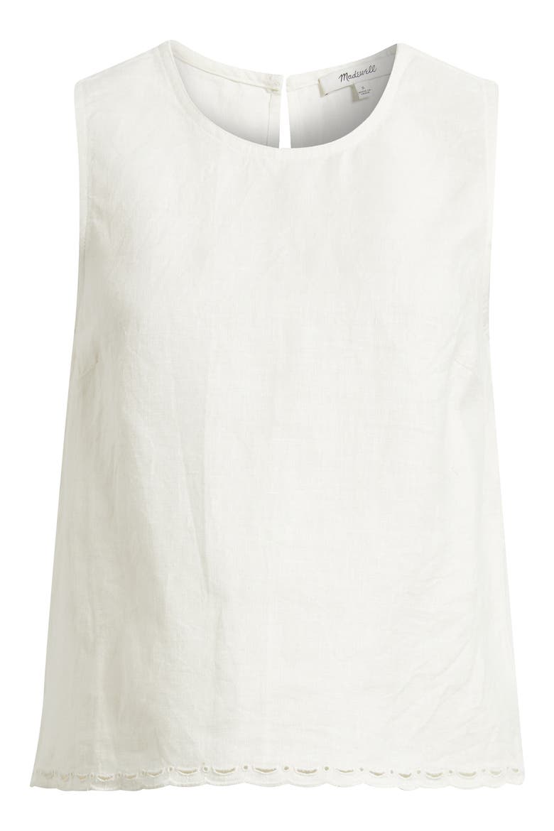 Lace Trim Pleated Linen Shell Top, Alternate, color, IVORY LINEN