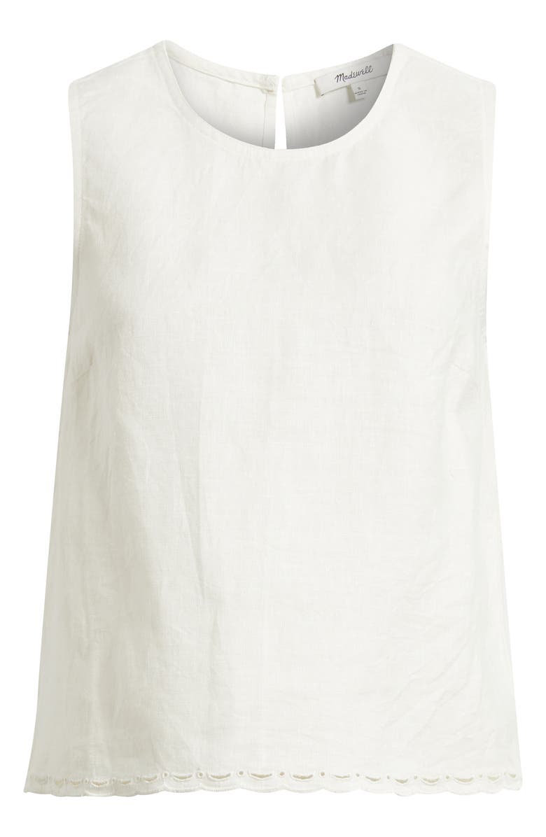 Madewell Lace Trim Pleated Linen Shell Top, Main, color, Ivory Linen