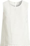 Madewell Lace Trim Pleated Linen Shell Top