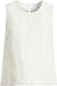 Madewell Lace Trim Pleated Linen Shell Top