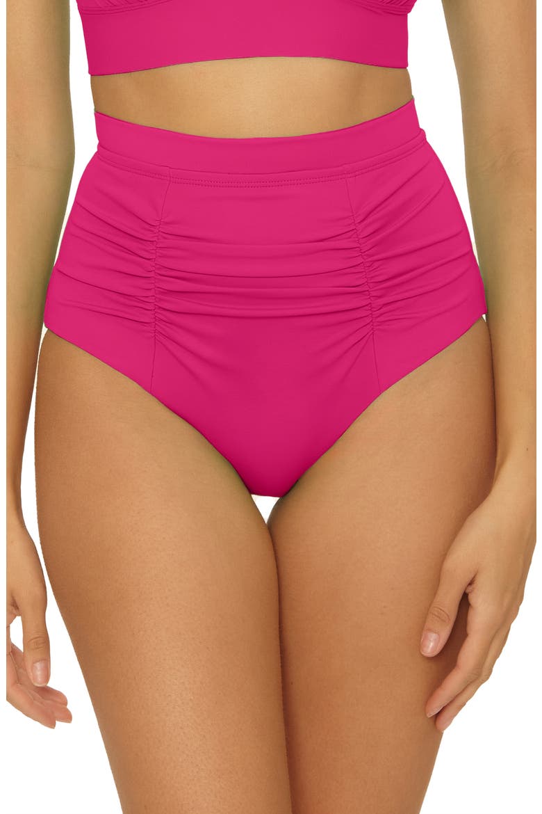 Sun Goddess High Waist Bikini Bottoms, Main, color, HOT PINK