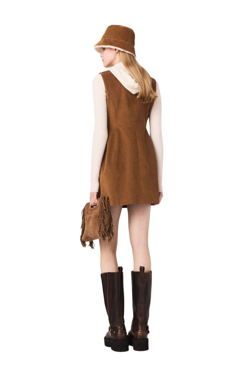 maje Short corduroy dress, Alternate, color, Camel