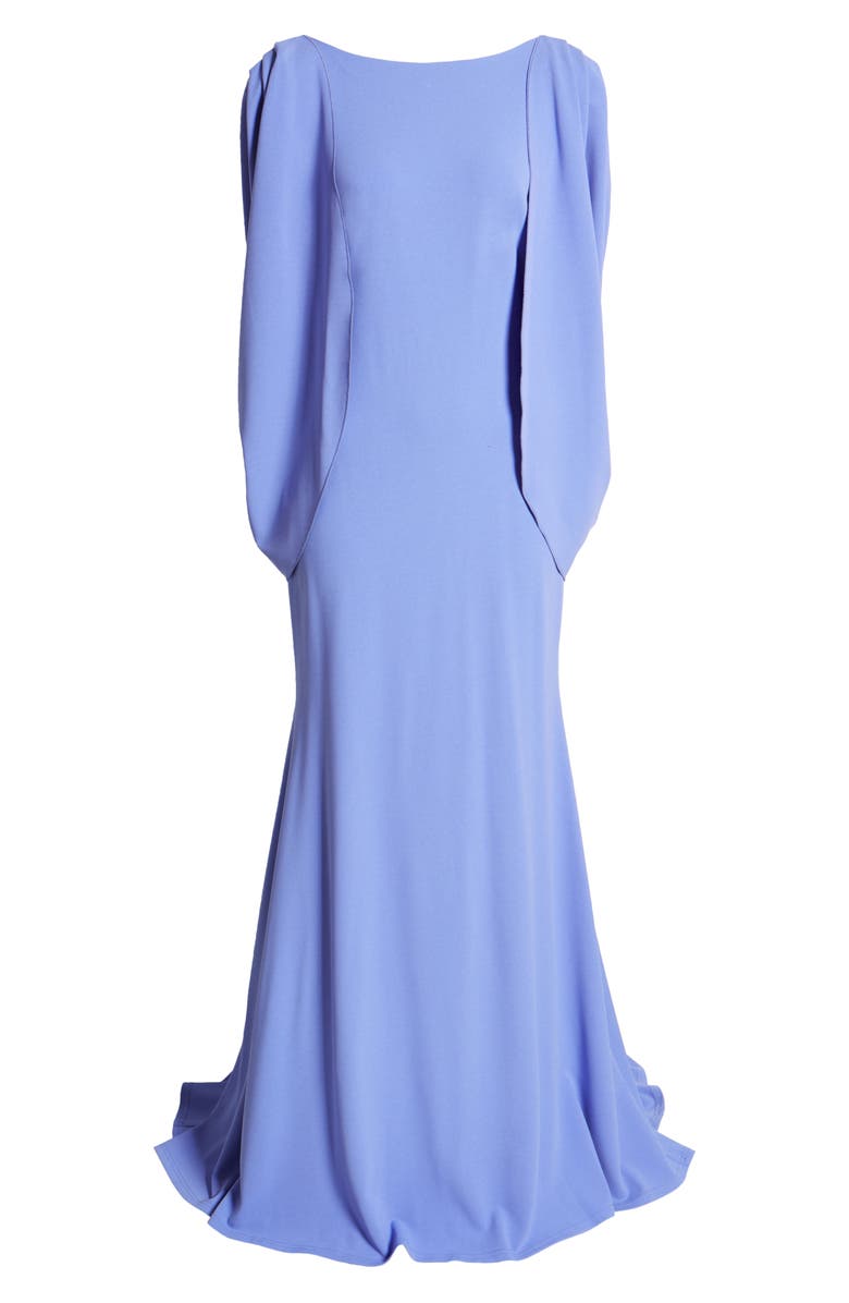 Tadashi Shoji Cape Long Sleeve Crepe Gown, Alternate, color, 