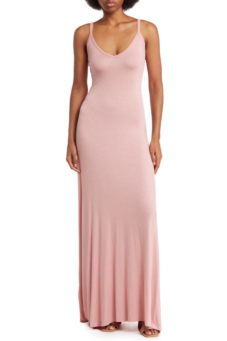 V-Neck Maxi Dress, Main, color, MAUVE