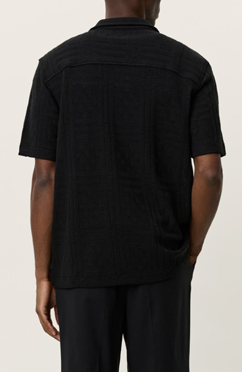 Les Deux Hector Cotton Blend Pointelle Short Sleeve Shirt, Alternate, color, Black