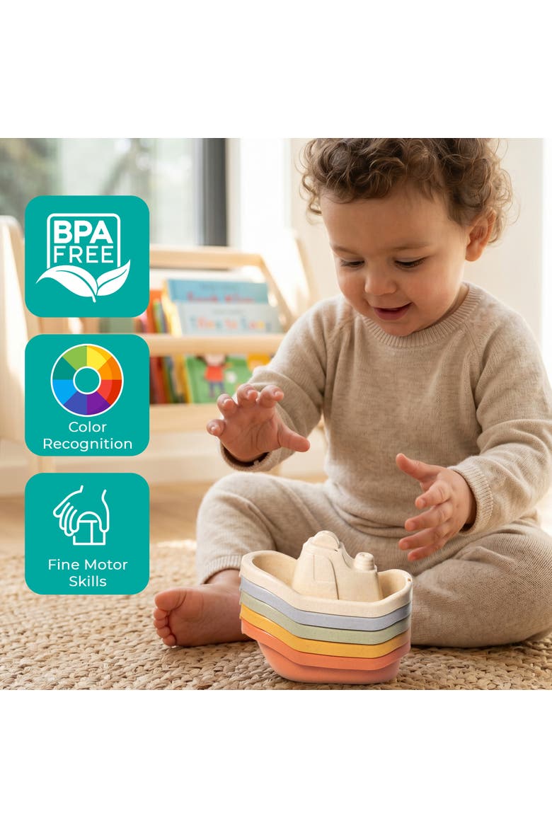 Floating Boats Mold Free Educational Bath Toy 5-Piece Set, Alternate, color, Multicolor