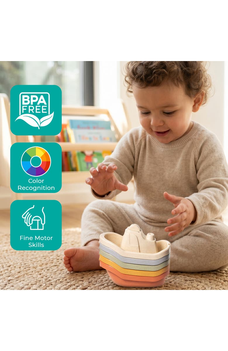 Sperric Floating Boats Mold Free Educational Bath Toy 5-Piece Set, Alternate, color, Multicolor