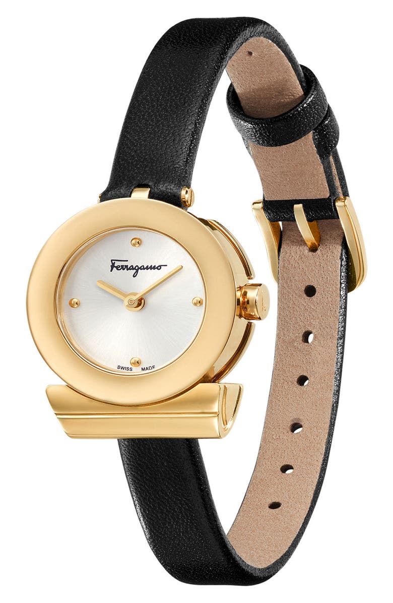 FERRAGAMO Salvatore Ferragamo Gancino Leather Bracelet Watch, 22mm, Alternate, color,