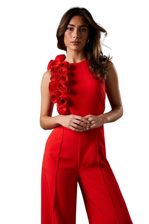 Coast Corsage Detail Pleated Jumpsuit In Red