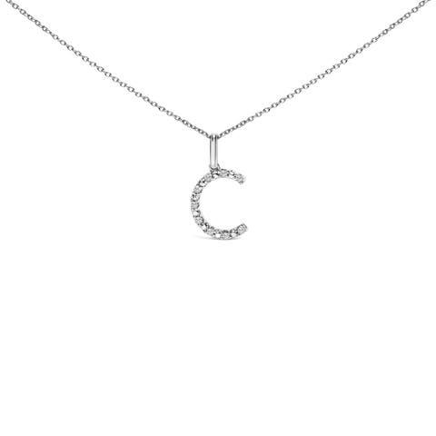 Sterling Silver Diamond Accent "A-Z" Initial Pendant Necklace