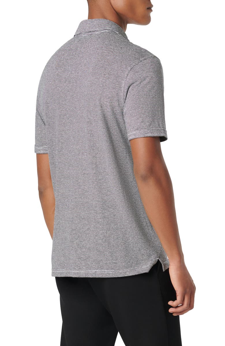Bugatchi Pinstripe Hemp & Lyocell Polo, Alternate, color, Black