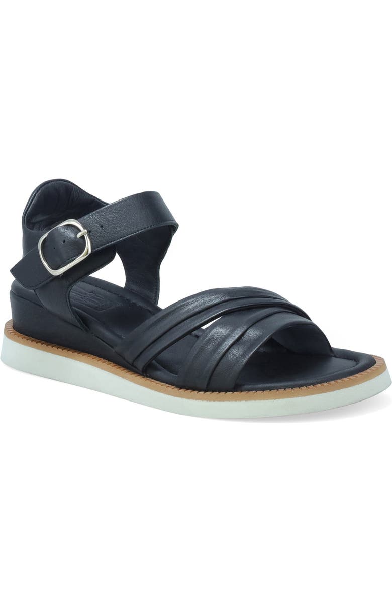 Miz Mooz Emelina Ankle Strap Platform Wedge Sandal, Main, color, Black