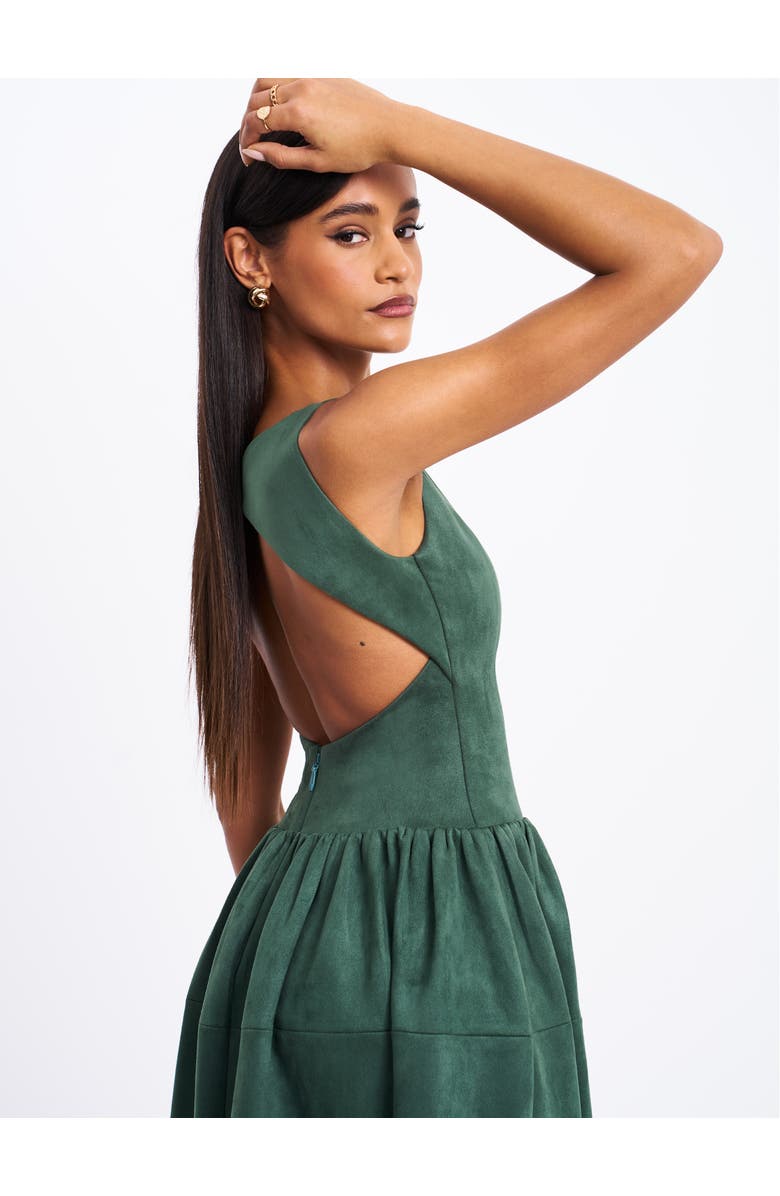 Miss Circle Laila Suede Boat Neck Backless Midi Dress, Alternate, color, Green