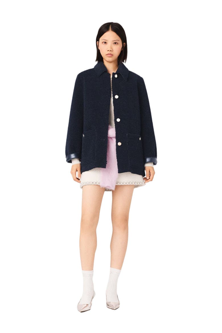Reversible Faux Shearling Jacket, Alternate, color, Navy