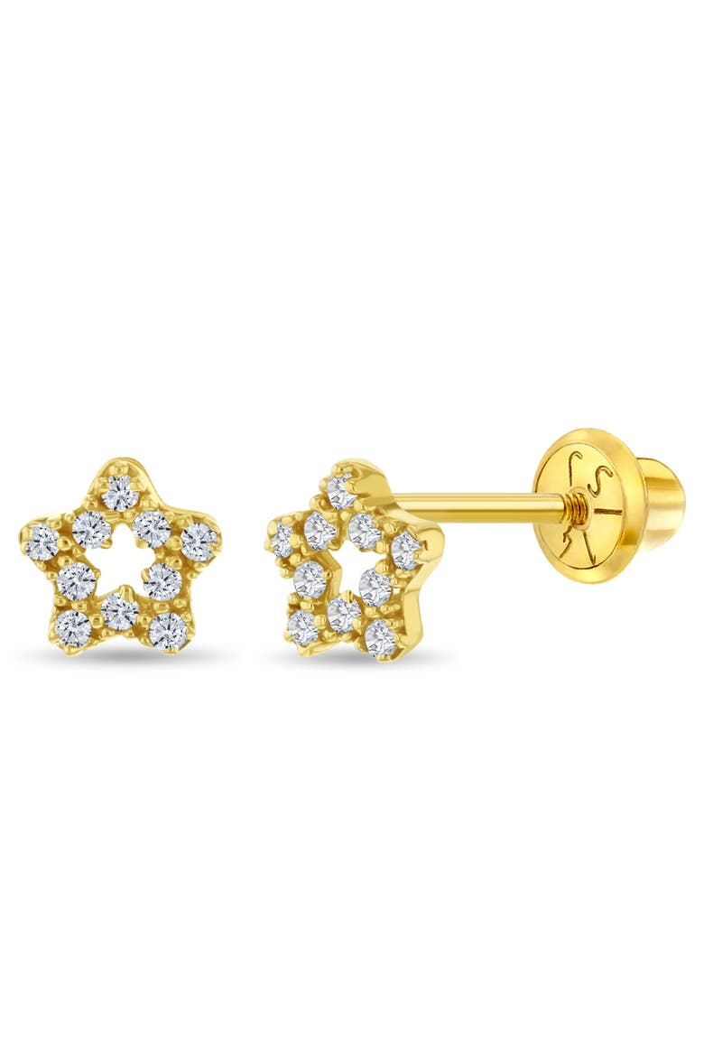 14k Cubic Zirconia Encrusted Star Earrings, Main, color, Gold