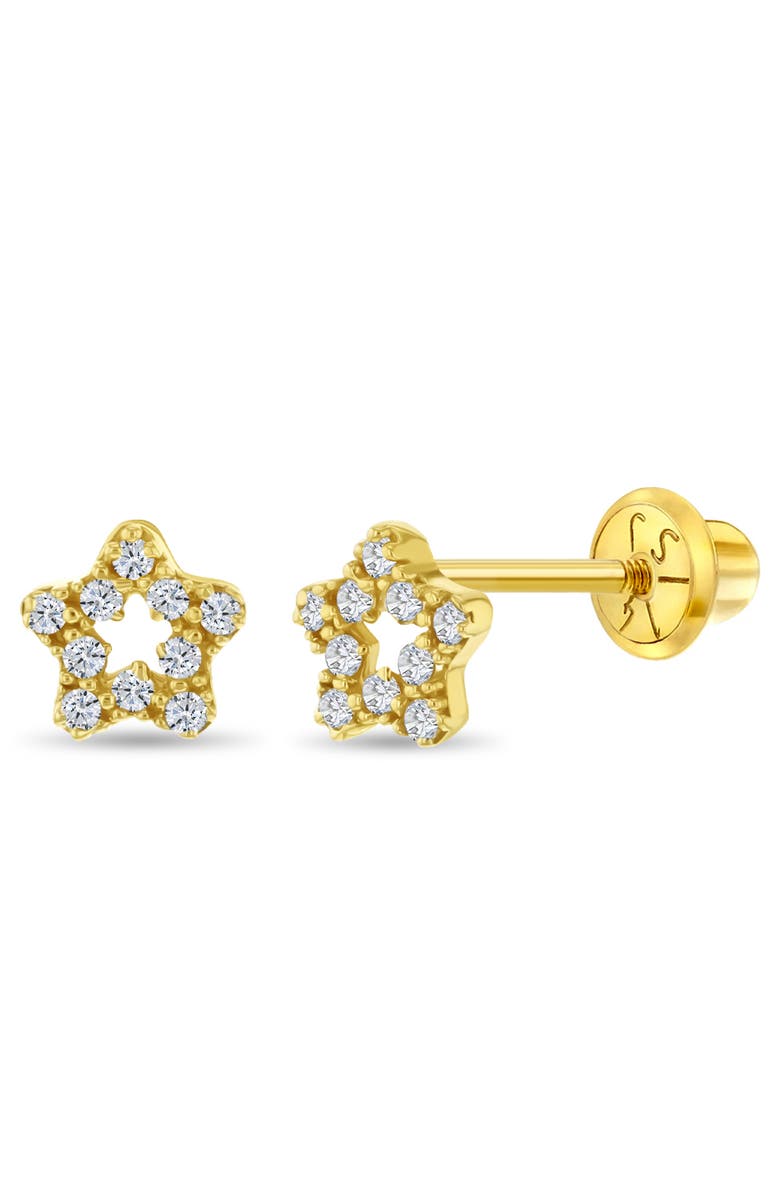 In Season Jewelry 14k Cubic Zirconia Encrusted Star Earrings, Main, color, Gold