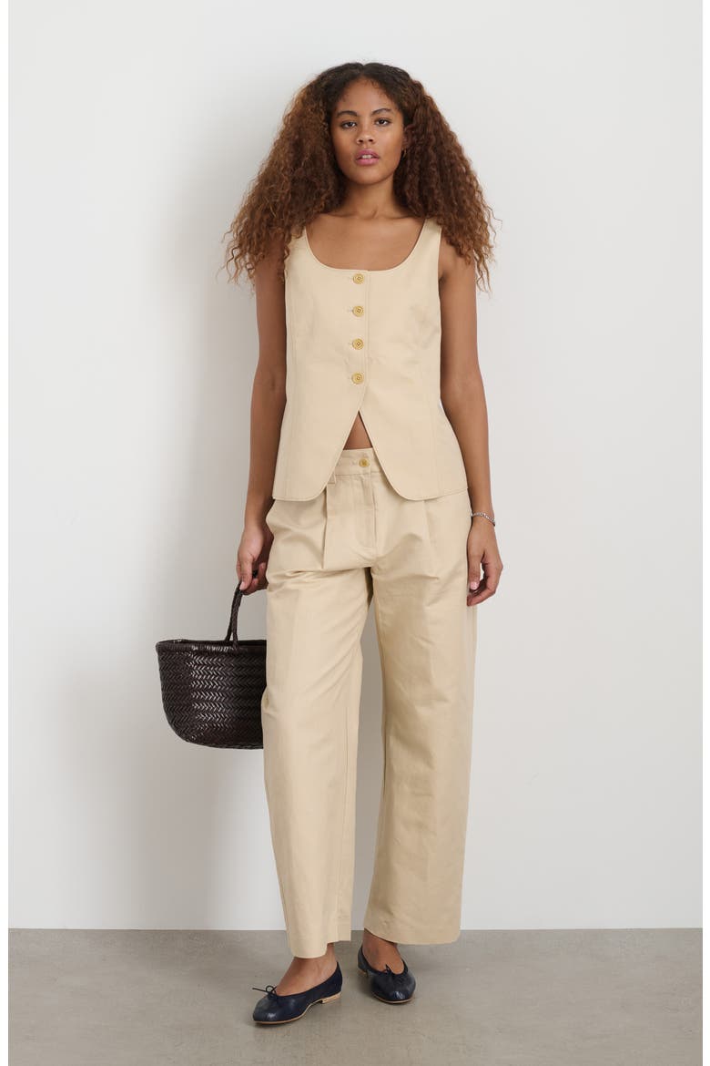 Gabby Linen & Cotton Vest, Alternate, color, TAN