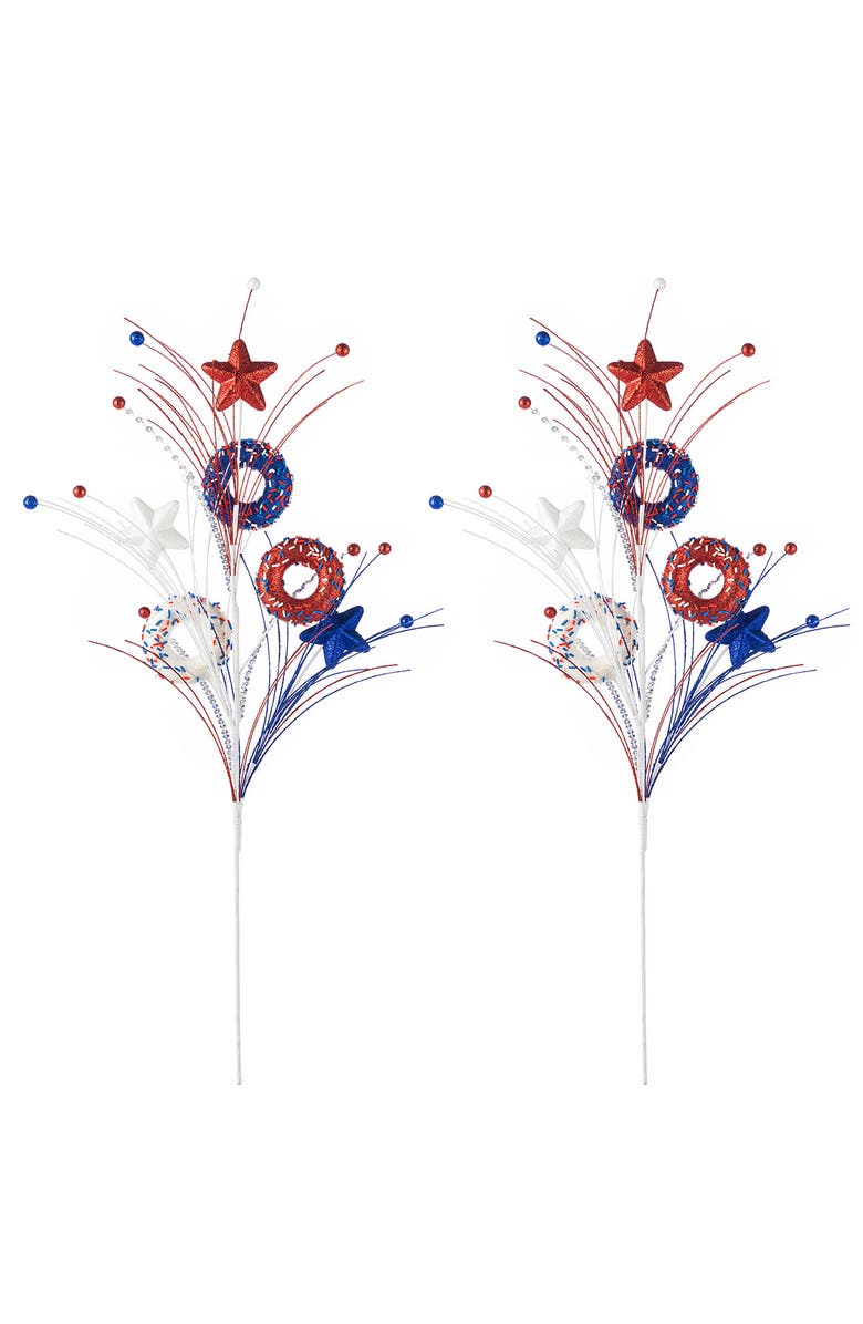 Glitzhome Set of 2 28"H Patriotic Americana Stars 
Donuts Picks, Alternate, color, Blue