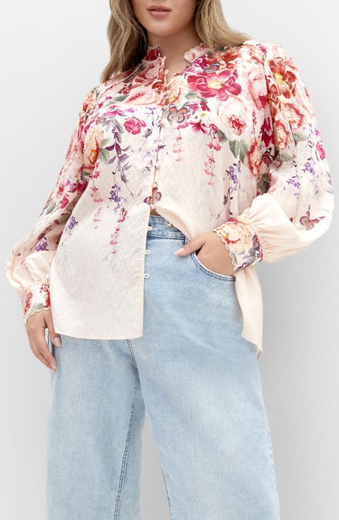 Gianna Floral Print Woven Shirt (Plus)
