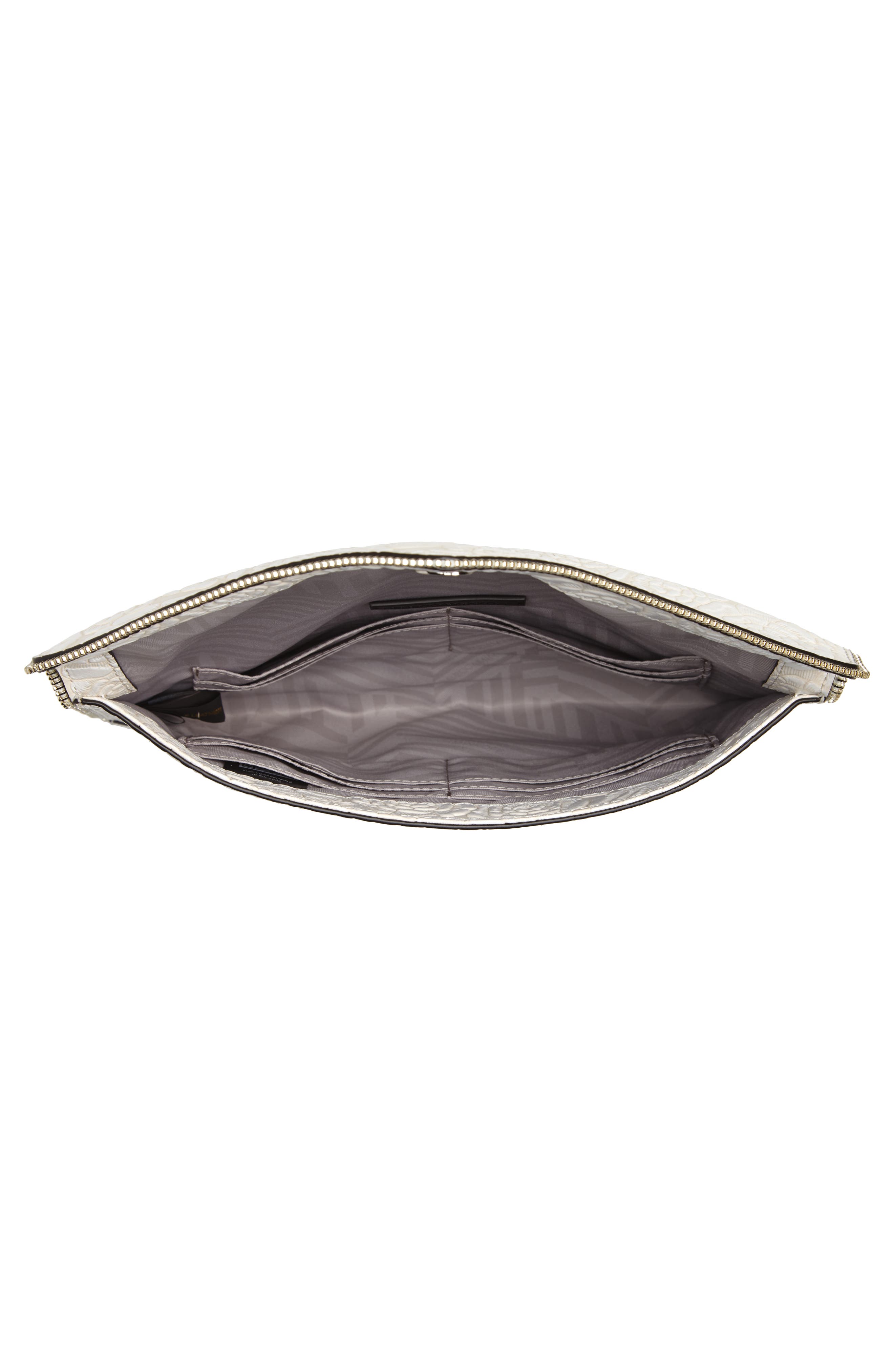 Leo Tooled Leather Clutch, Alternate, color, BIANCO