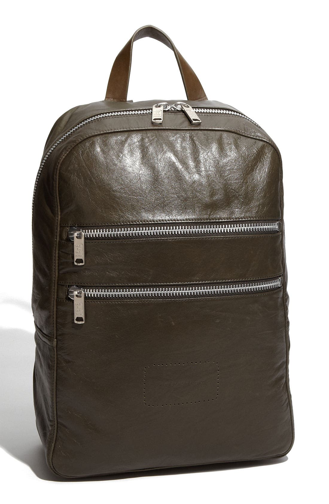 'Zip Zip' Leather Backpack, Main, color, ELEPHANT GREY