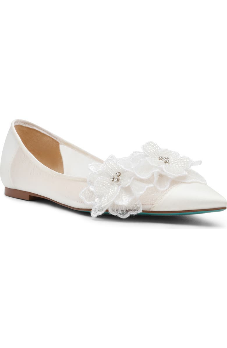 Betsey Johnson Gray Pointed Toe Flat, Main, color, Ivory
