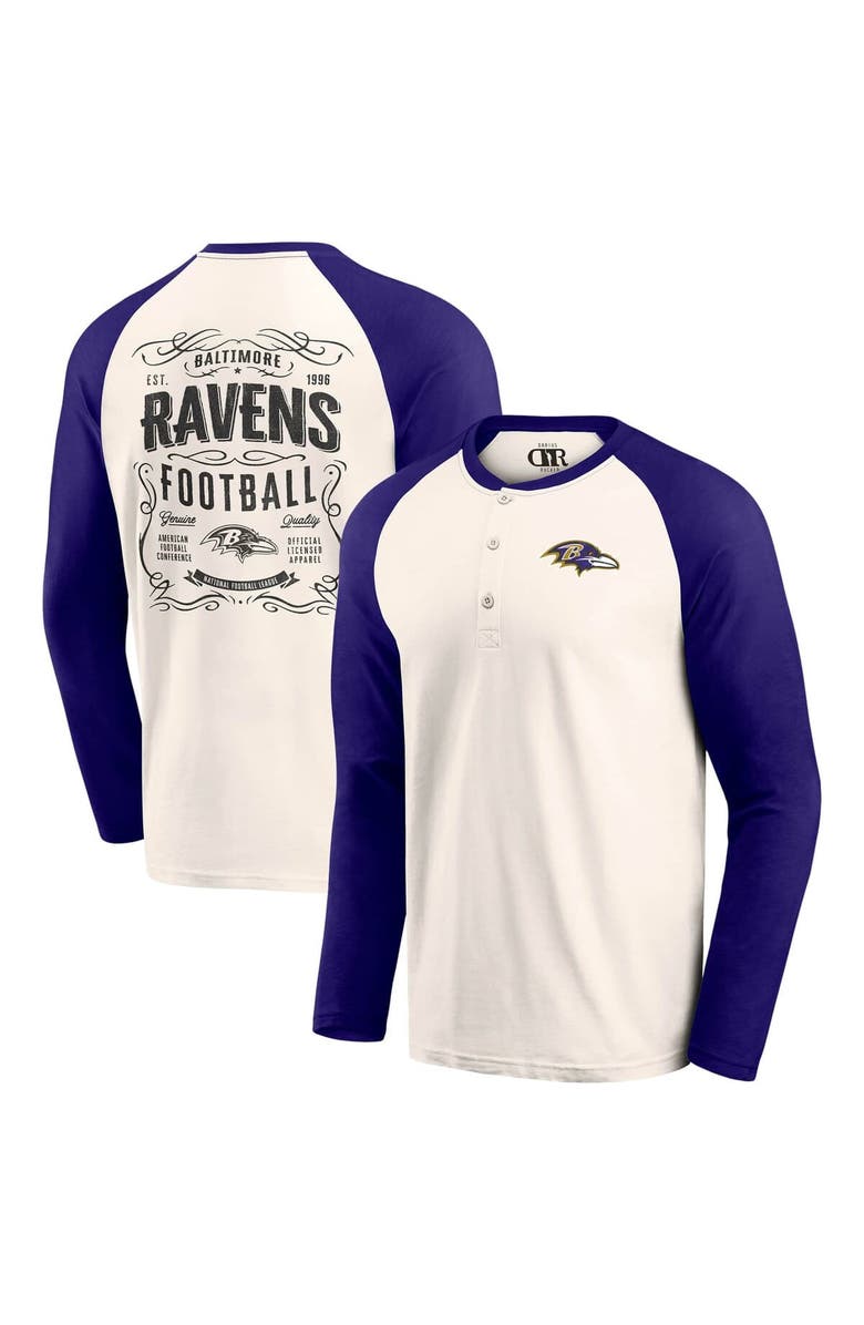 Darius Rucker Collection by Fanatics Men's Darius Rucker Collection by Fanatics Cream/Purple Baltimore Ravens Raglan Henley T-Shirt, Alternate, color, 