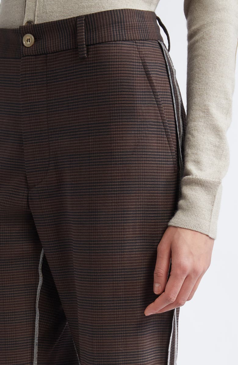 MM6 Maison Margiela Décortiqué Glen Plaid Pants, Alternate, color, Brown/ Black