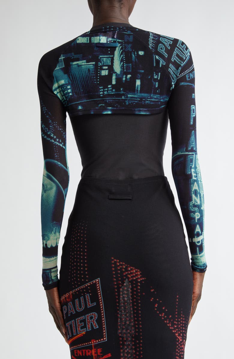 Jean Paul Gaultier Pigalle Print Mesh Shrug, Alternate, color, 