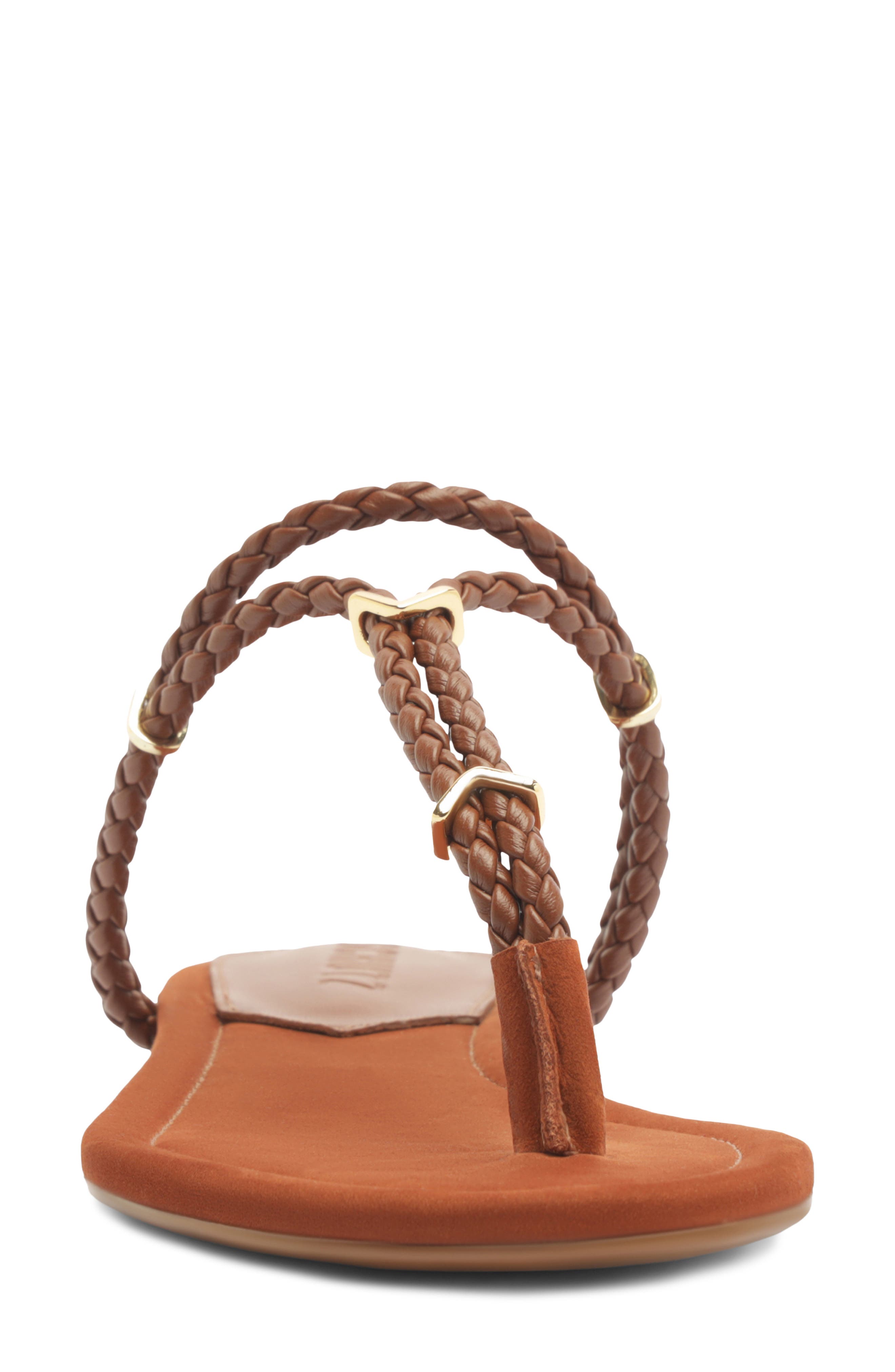 Schutz Cordelia Braided Strap Sandal, Alternate, color, Cognac