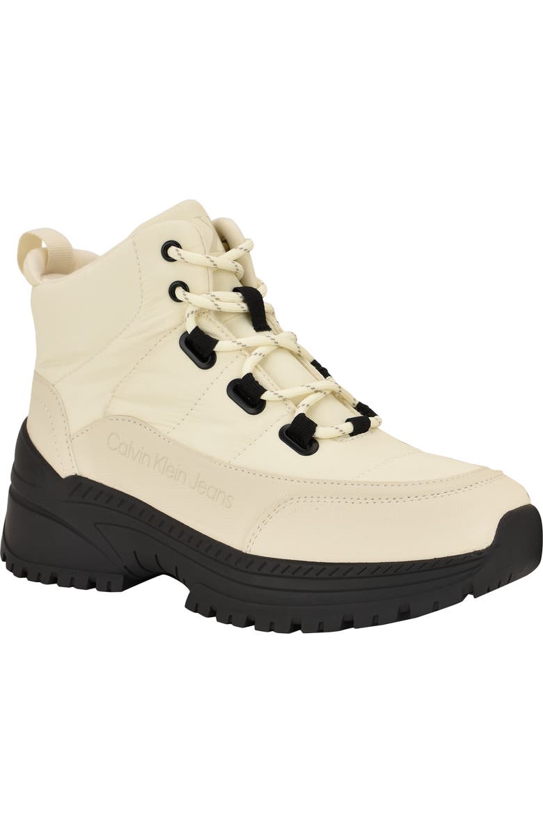 Calvin Klein Noanne Quilted Winter Boot, Main, color, Ivory