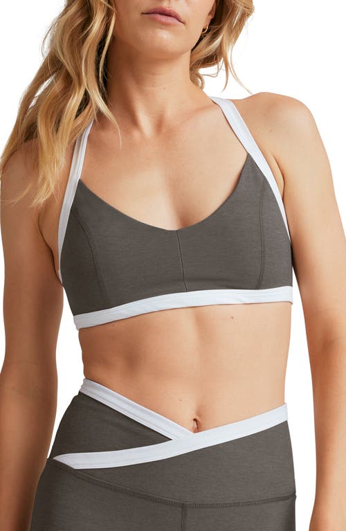 Shop Beyond Yoga Spacedye Outlines Sports Bra In True Gray Heather