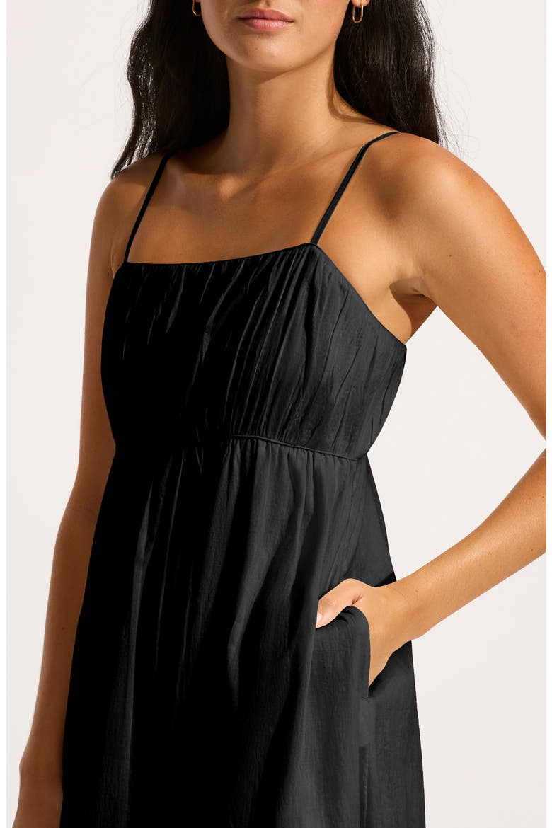 Piped Organic Cotton Cover-Up Dress, Alternate, color, BLACK