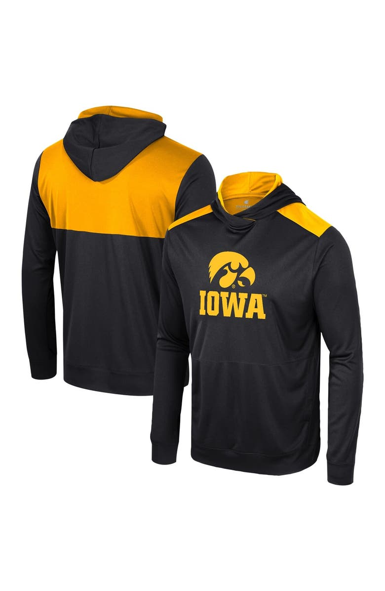 COLOSSEUM Men's Colosseum Black Iowa Hawkeyes Warm Up Long Sleeve Hoodie T-Shirt, Alternate, color, Black
