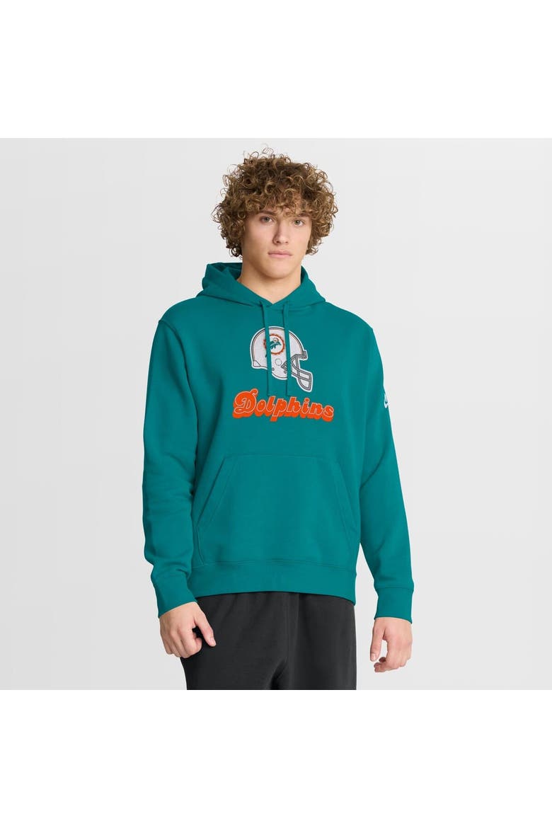 Men's Nike Aqua Miami Dolphins Best Season Rewind Club Pullover Hoodie, Main, color, Aqua