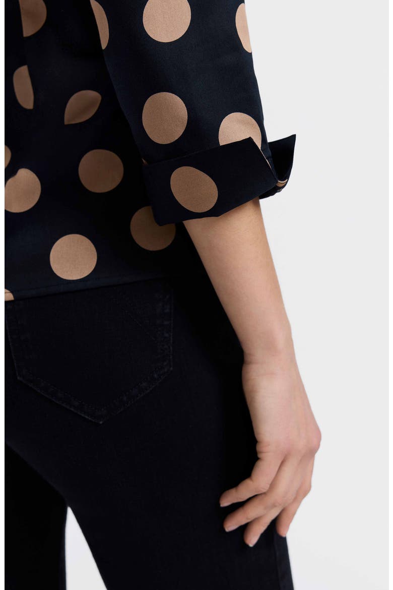Salina Polka Dot Cotton Wrap Shirt, Alternate, color, BLACK/ ALMOND