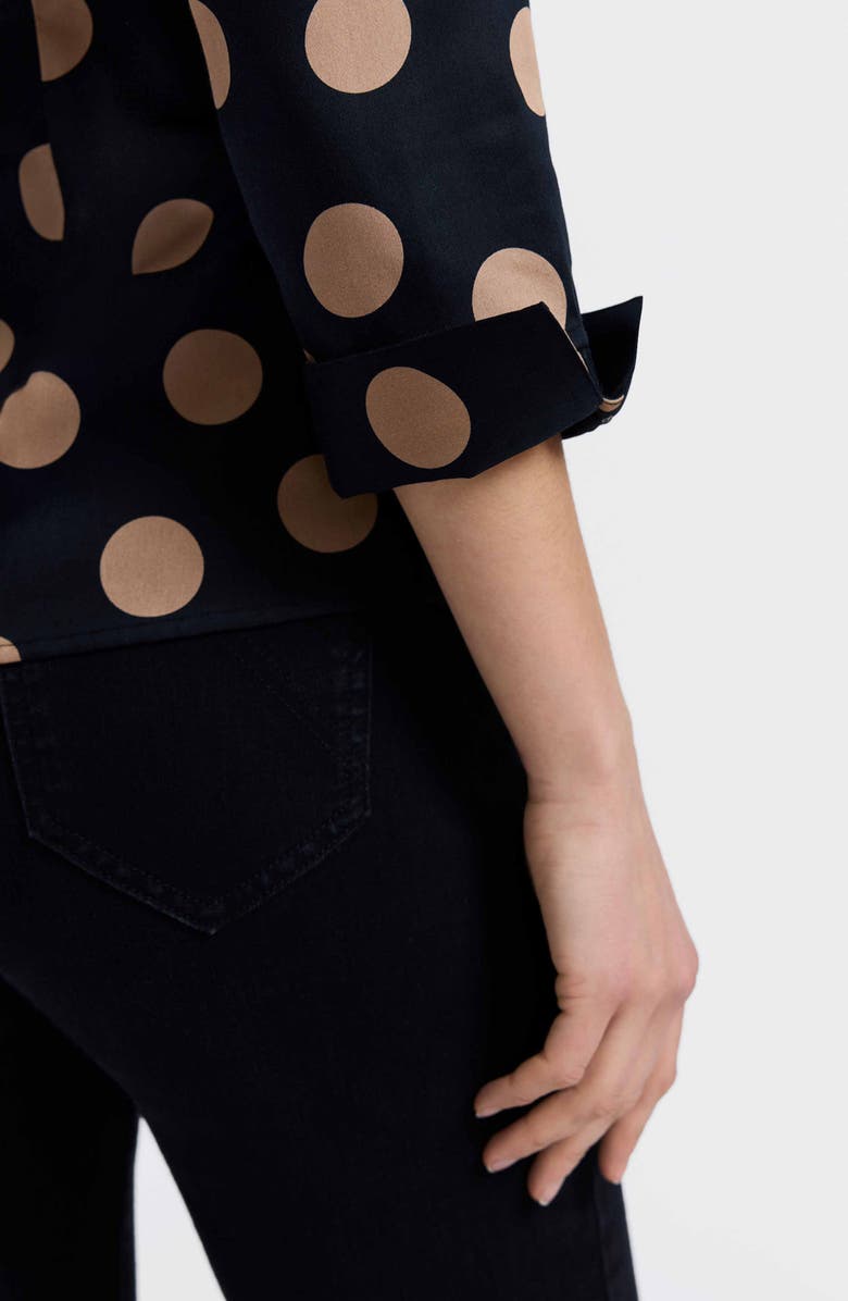 Foxcroft Salina Polka Dot Cotton Wrap Shirt, Alternate, color, Black/ Almond