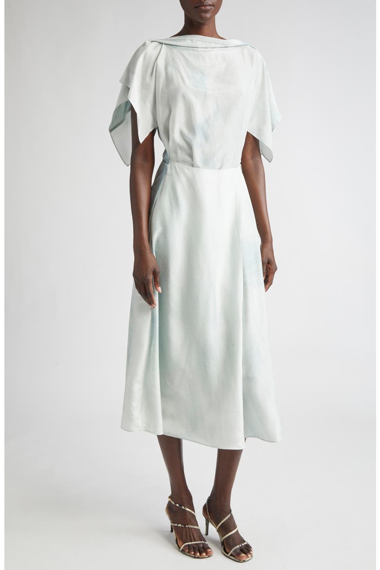 Silk Habotai High-Low Wrap Dress, Alternate, color, ICE WASH