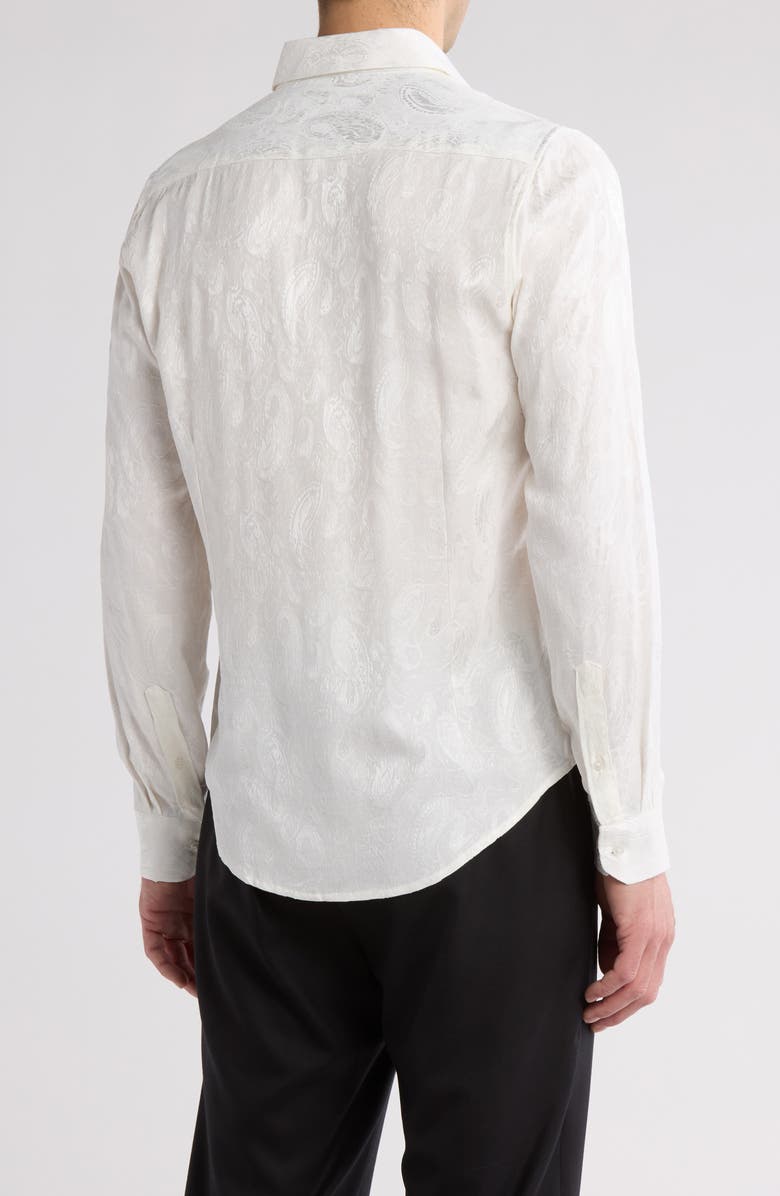 DENIM AND FLOWER Jacquard Button-Up Shirt, Alternate, color, White