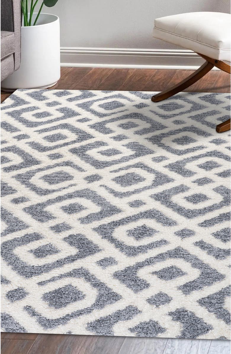 JONATHAN Y Astrid Retro Trellis High-Low Area Rug, Alternate, color, Cream/Gray