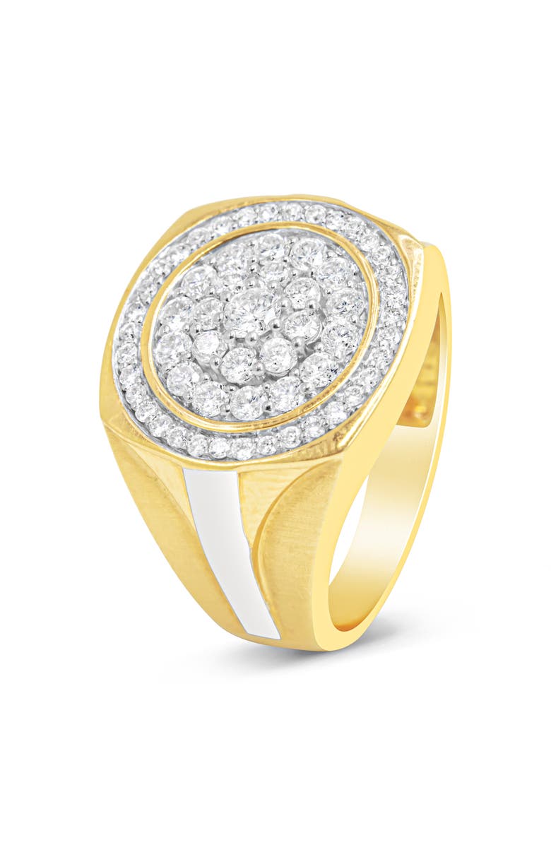 Haus of Brilliance 10K Yellow Gold 1 1/2 Cttw Diamond Cluster and Halo Signet Mens Ring, Alternate, color, Yellow