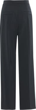 Gizia Black Tailored Front Pleated Wide-Leg Trousers