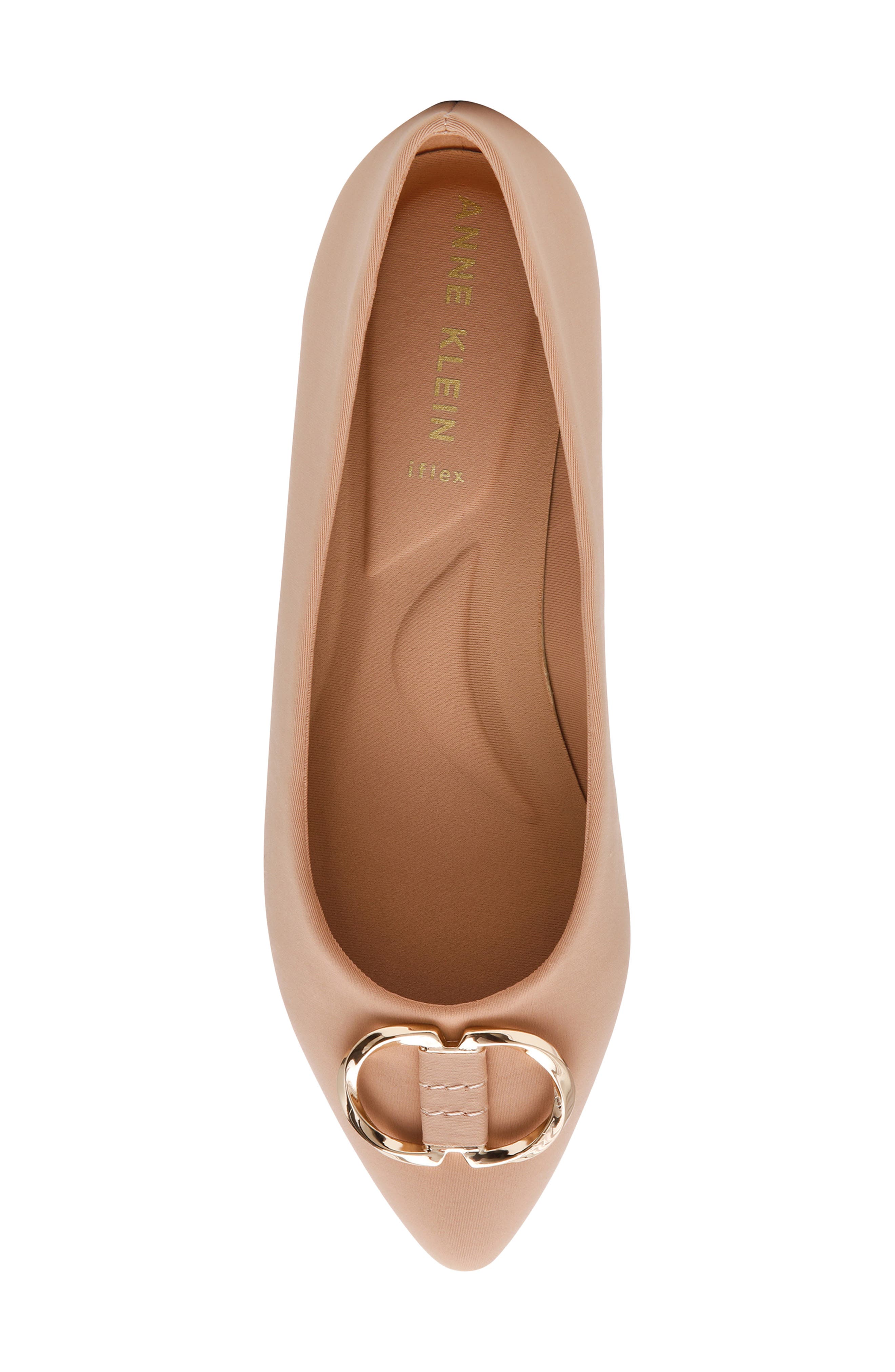 Oswego Pointed Toe Flat, Alternate, color, BEIGE STRETCH