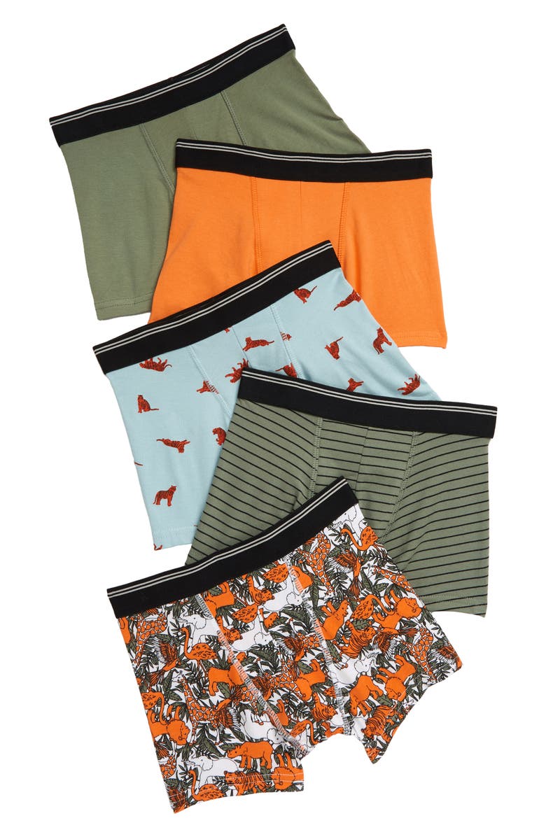 Tucker + Tate Kids' Assorted 5-Pack Trunks, Main, color, Jungle Pack
