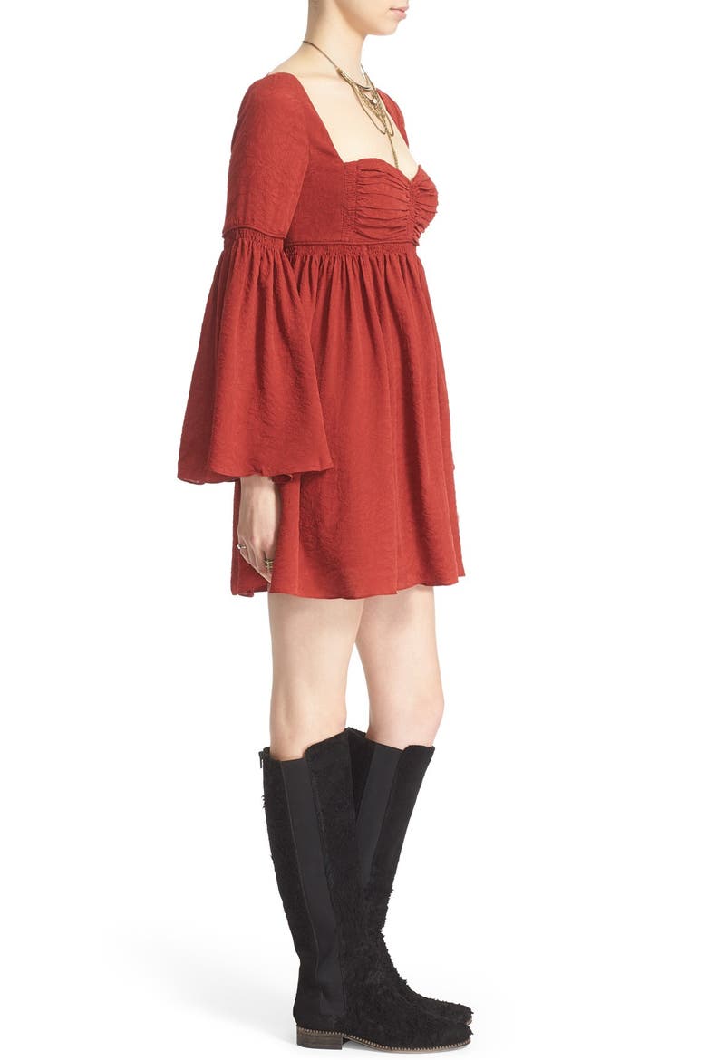 'Duchess' Silk Babydoll Dress, Alternate, color, DEEP RED
