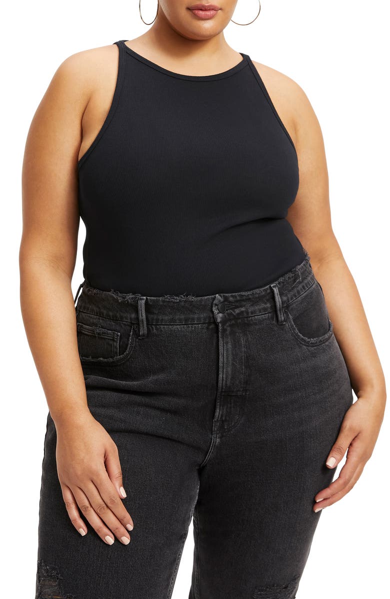 Good American Cutaway Crop Organic Cotton Rib Tank, Alternate, color, 